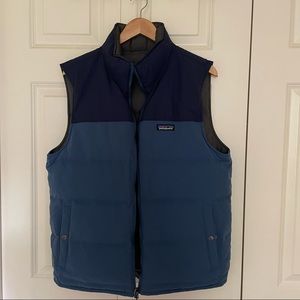 Patagonia Men's Reversible Bivy Down Vest Size M, Navy/Gray, Like New